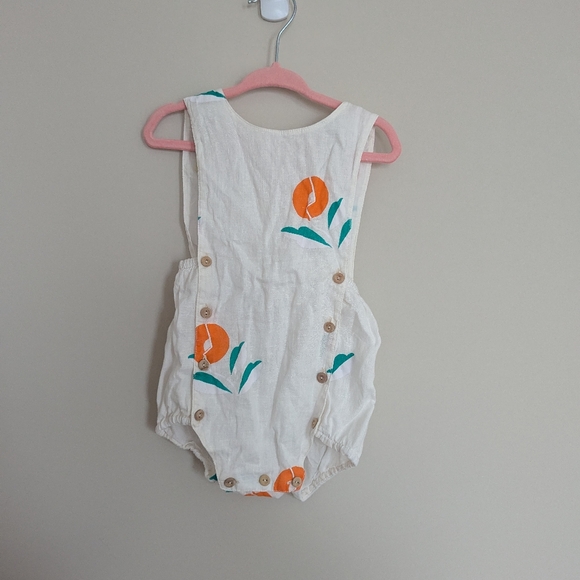 YELLOW PELOTA Baby Girl Linen Plant Romper 18m - Picture 6 of 8